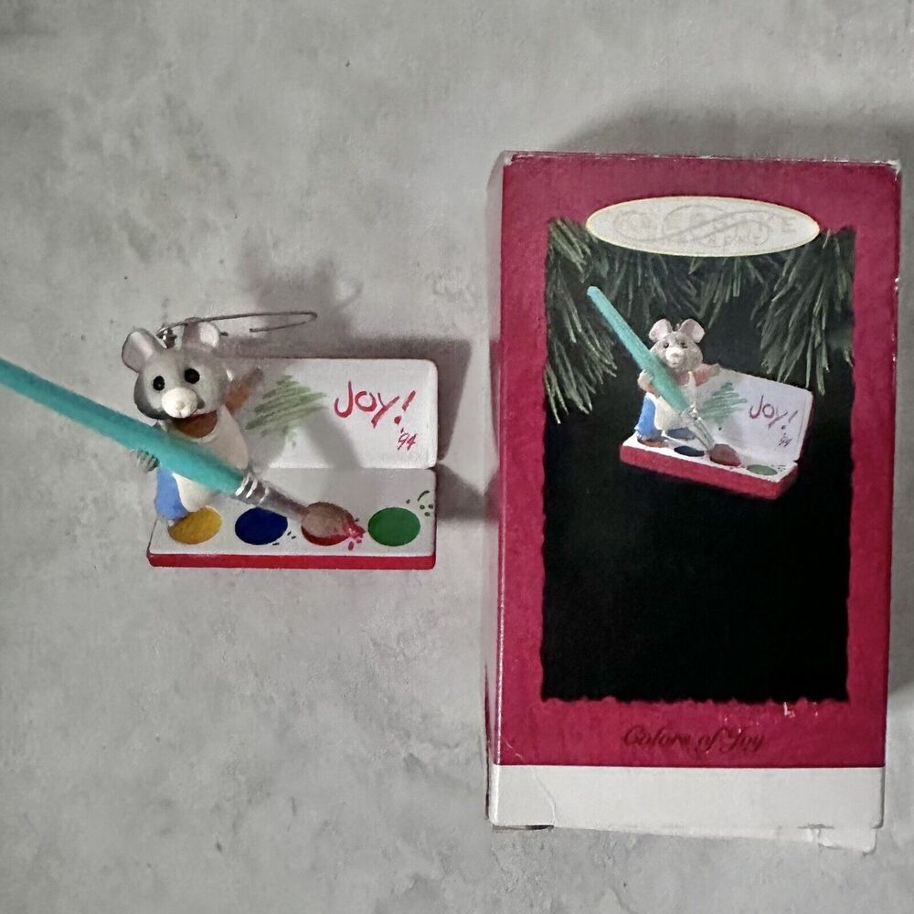 Hallmark Keepsake Ornament Colors of Joy 1994 QX589-3 Mouse Artist Painting Box